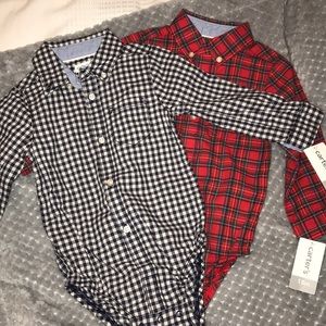 Carters -2 Long Sleeve Button Dwn Shirt/Onesie 18M